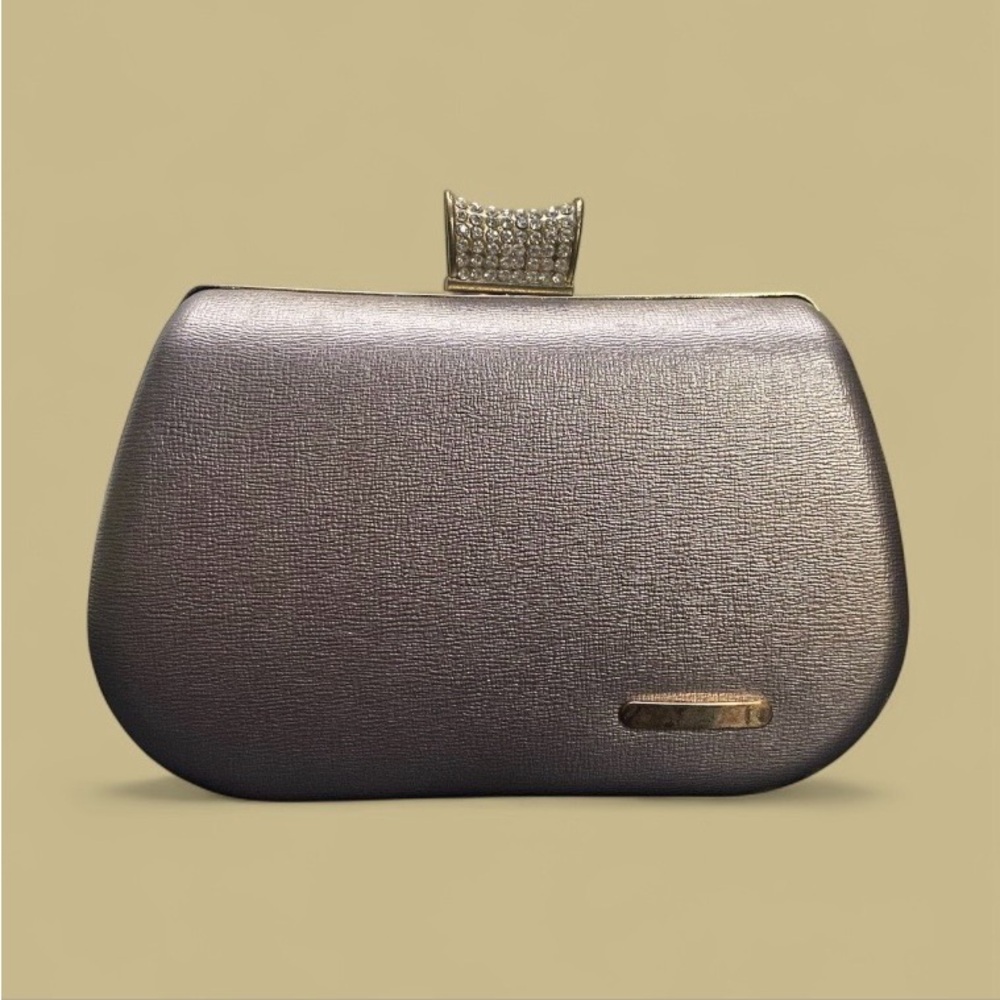 Elegant Metallic Clutch Purse | Party Purse with clasp | Grey Clutch Purse | NWT